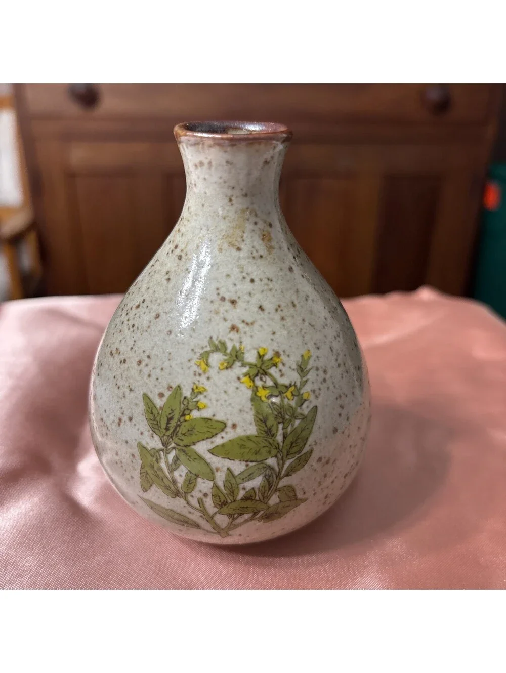 Small 4” Vintage Pottery Speckled Stoneware Jar Vase Takahashi Japan Kk12